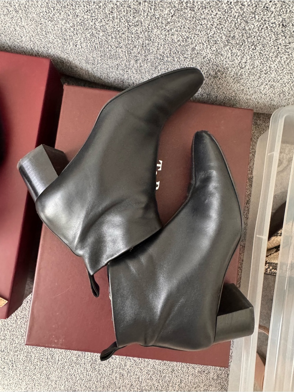 EVERLANE Black Leather Ankle Boots Block Heel Size 8